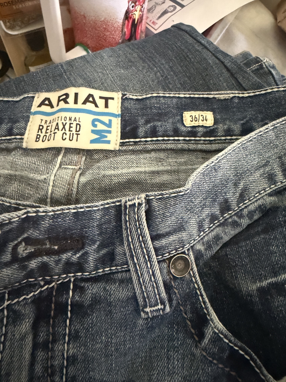 Ariat Men's Relaxed Boot-Cut Jeans in Faded Blue Denim
